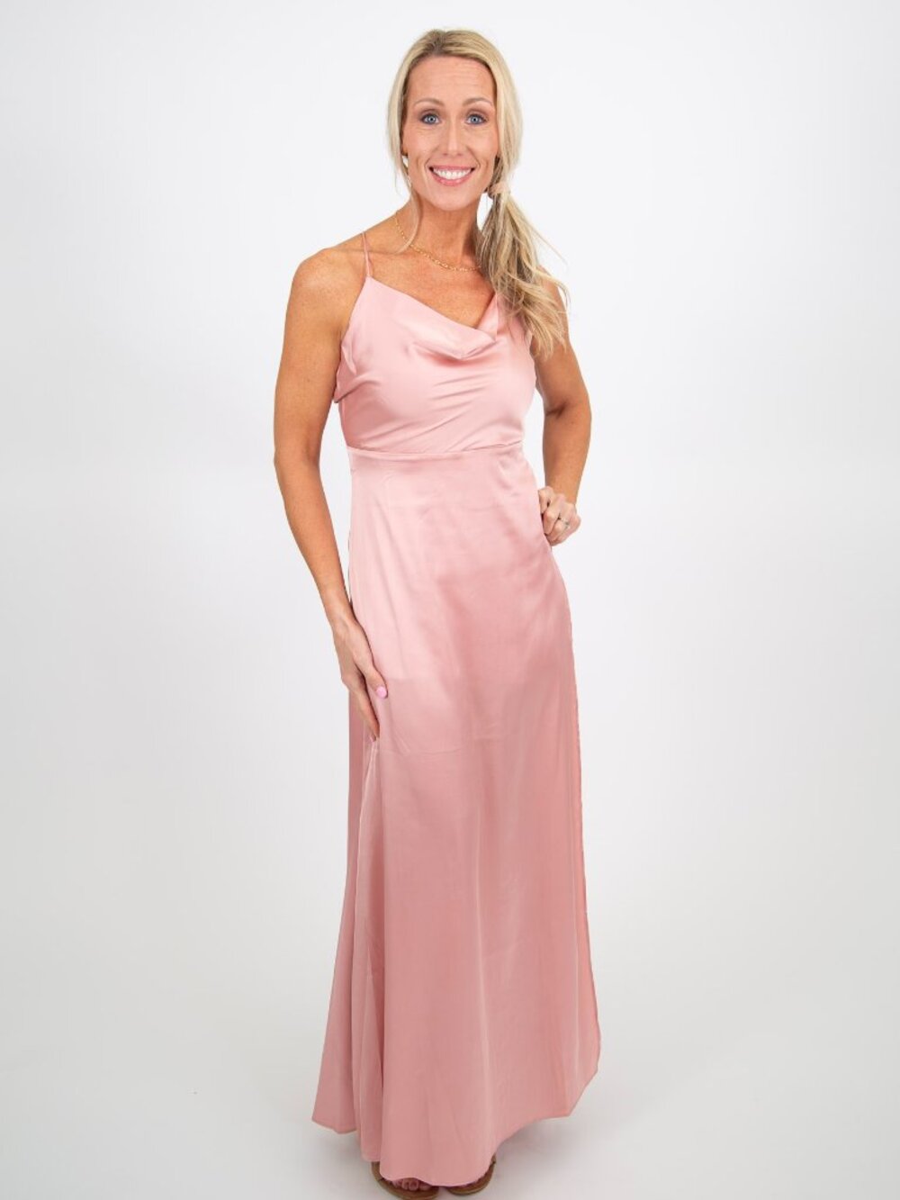 Drape Neck Dress | Rose